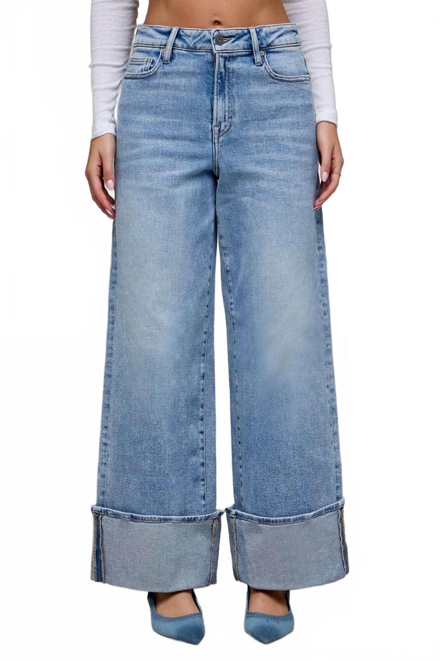 NEW HIDDEN high rise cuff jean in blue